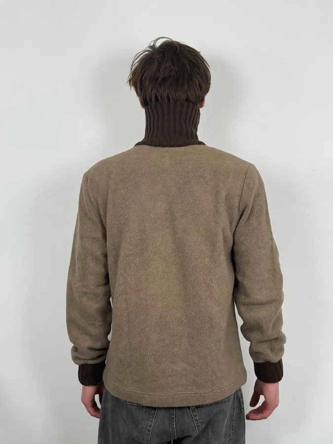 1990s Dolce & Gabbana Beige Fleece Striped Collar Sweater - Image 3