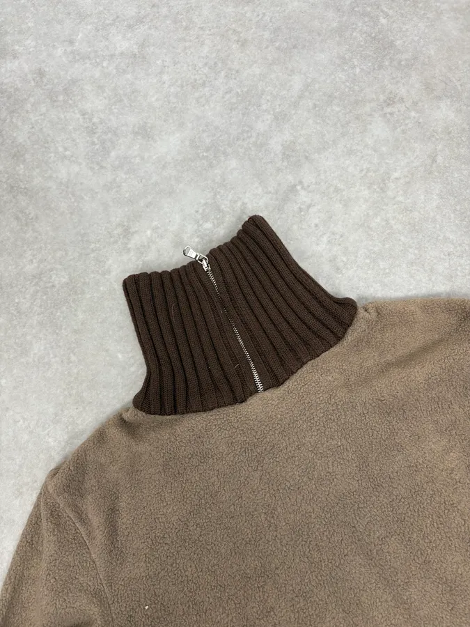 1990s Dolce & Gabbana Beige Fleece Striped Collar Sweater - Image 7