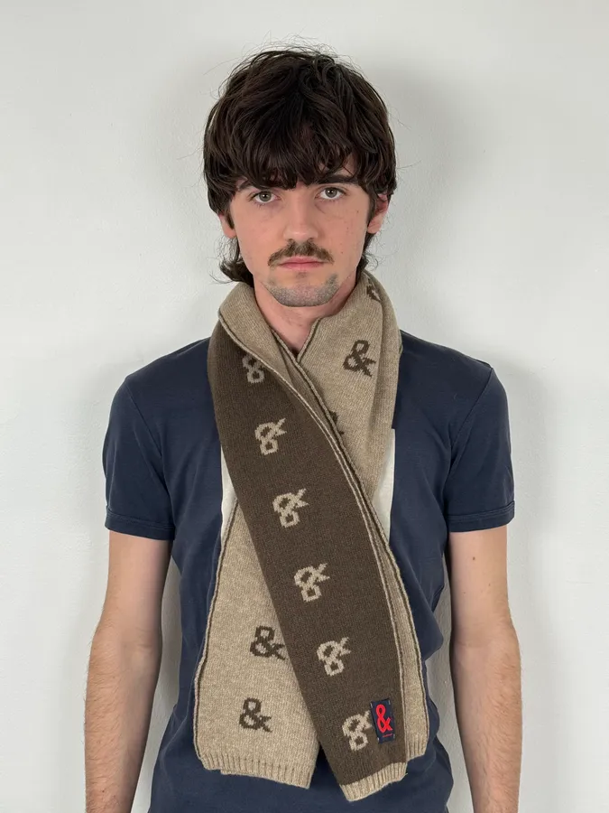1990s Dolce & Gabbana Beige Wool Ampersand Propaganda Scarf