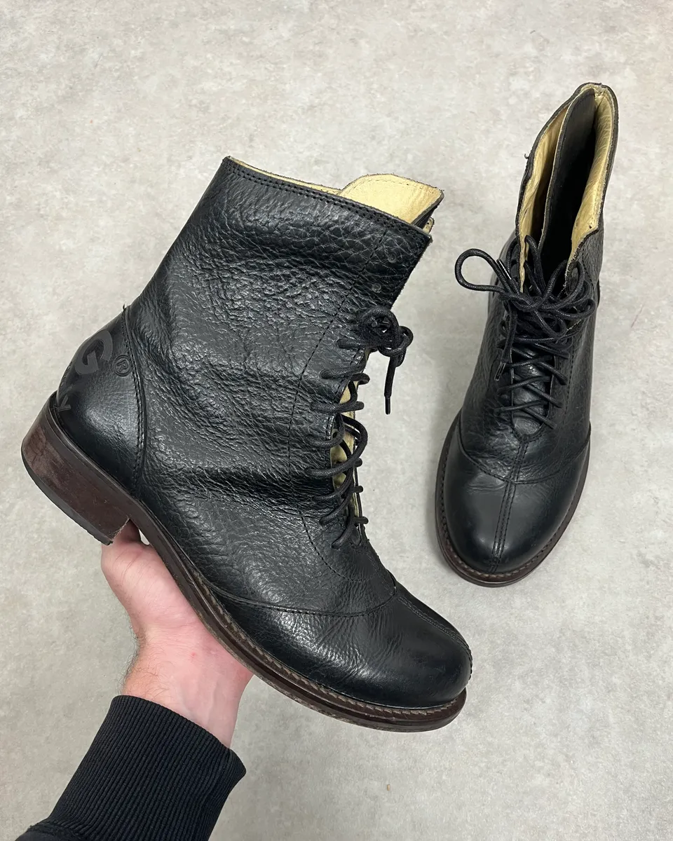 1990s Dolce & Gabbana Black Combat Leather Boots