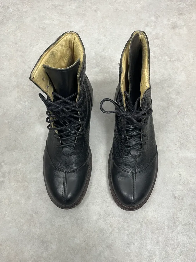1990s Dolce & Gabbana Black Combat Leather Boots - Image 2