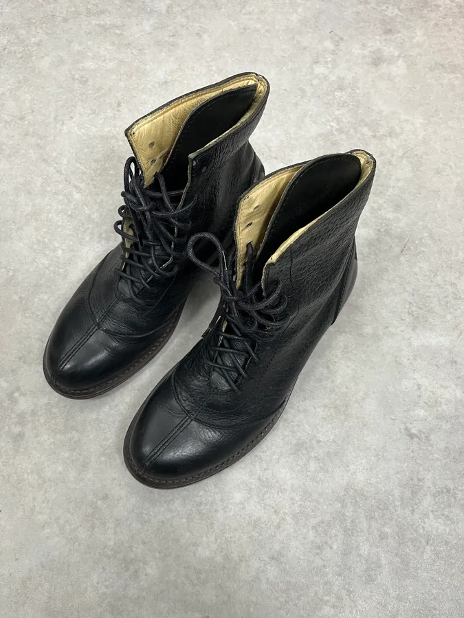 1990s Dolce & Gabbana Black Combat Leather Boots - Image 3