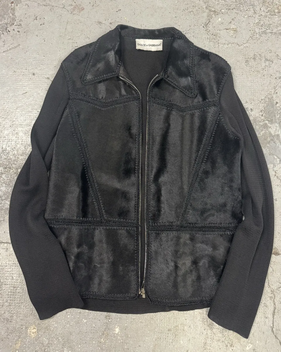 1990s Dolce & Gabbana Black Hybrid Pony Hair Leather Jacket - Image 6