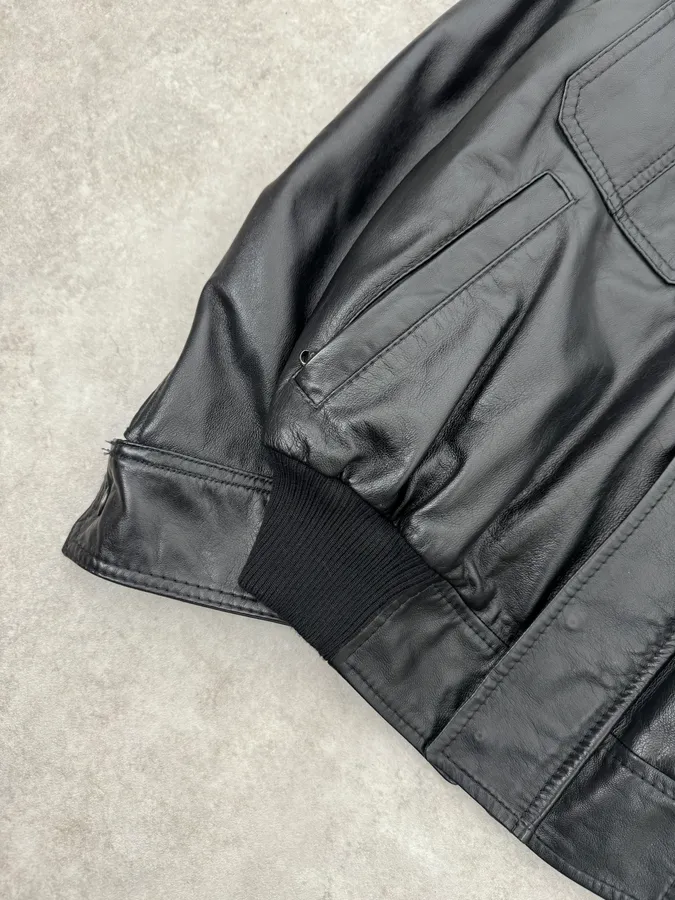 1990s Dolce & Gabbana Black Mafia Leather Jacket - Image 6
