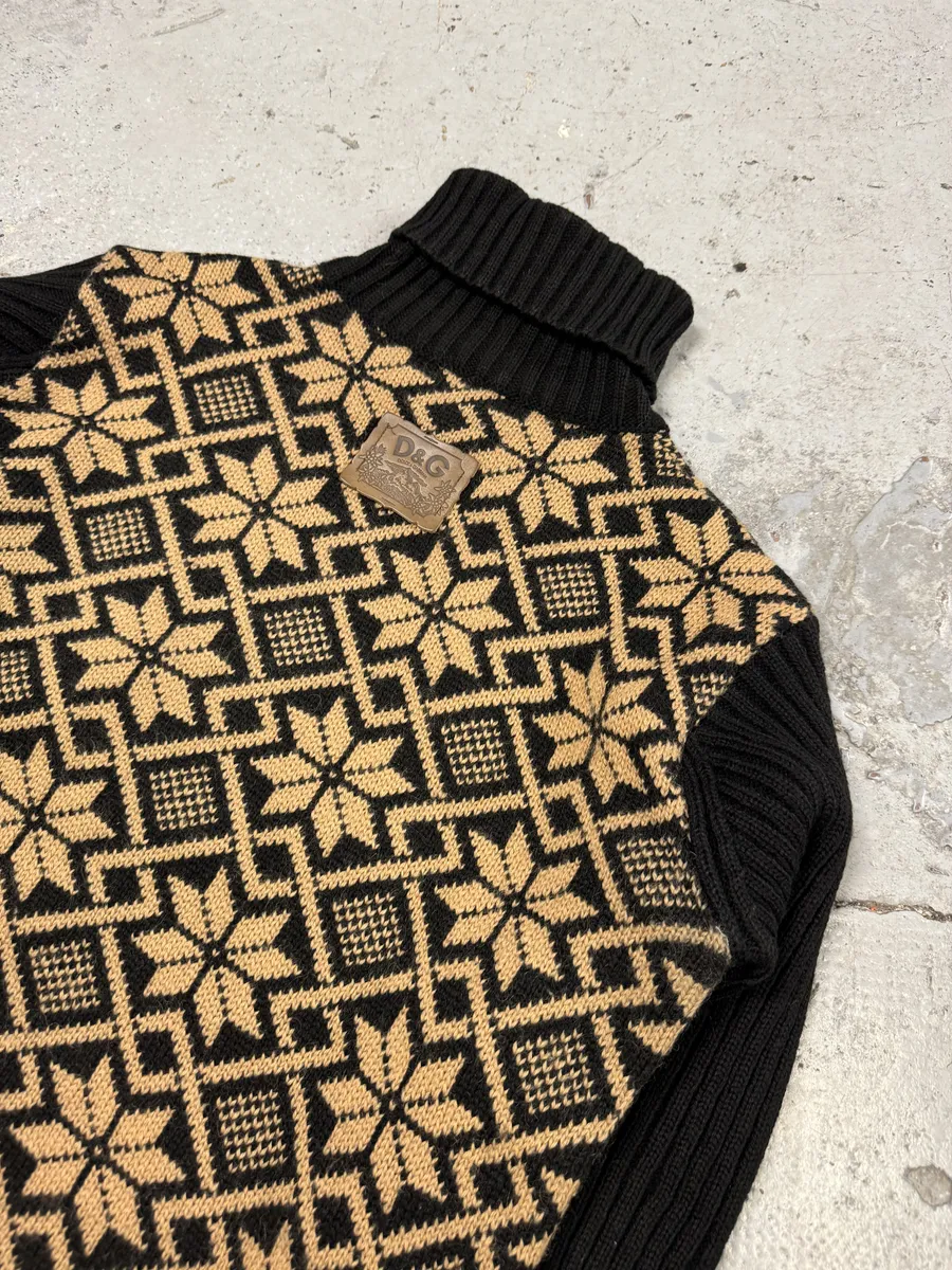 1990s Dolce & Gabbana Black Mozaic Wool Turtleneck - Image 4