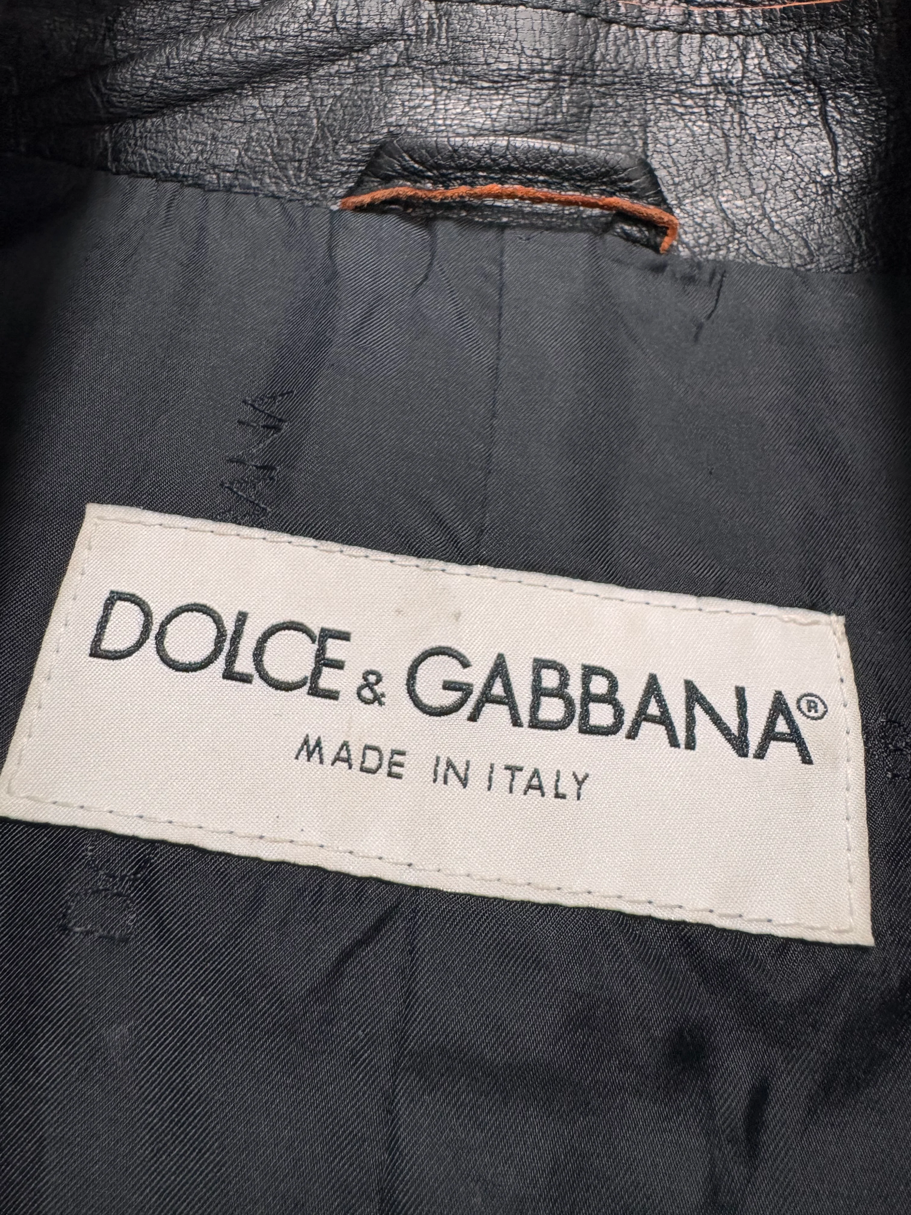 1990s Dolce & Gabbana Black Leather Orange Suede Jacket - Image 8