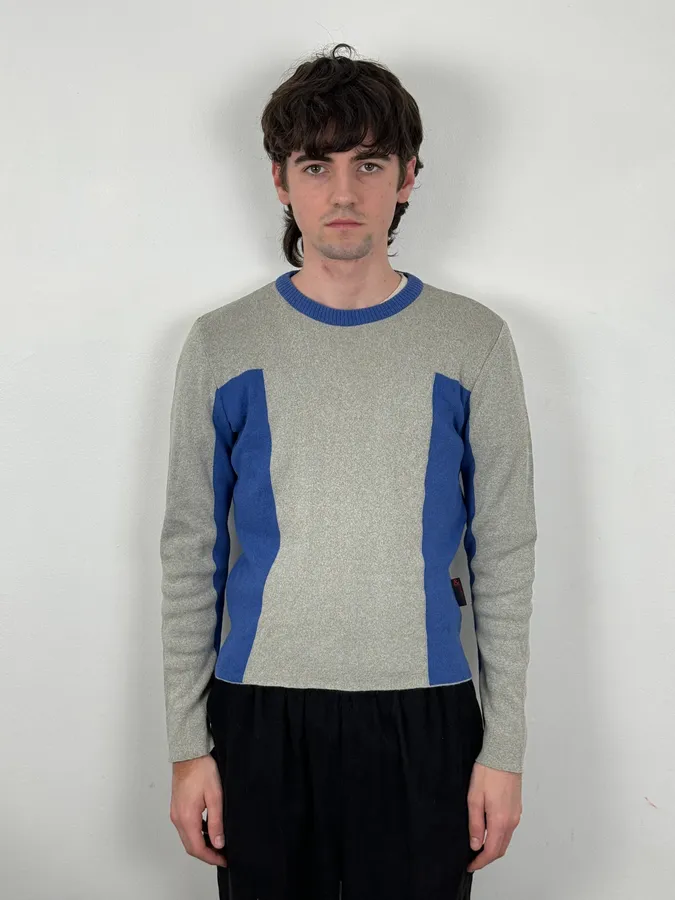 1990s Dolce & Gabbana Blue Beige Wool Sweater - Image 2