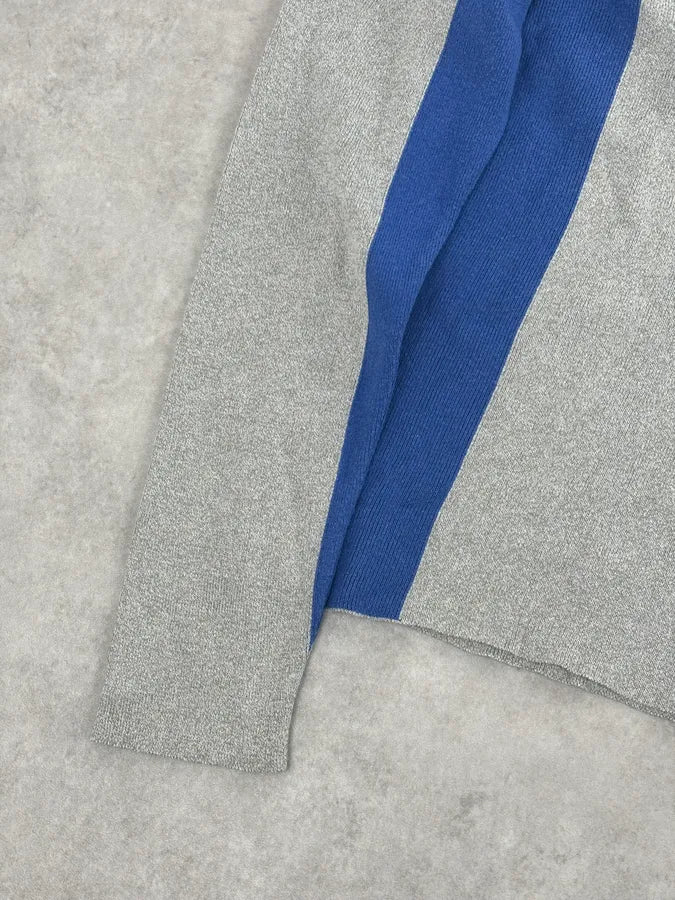1990s Dolce & Gabbana Blue Beige Wool Sweater - Image 7