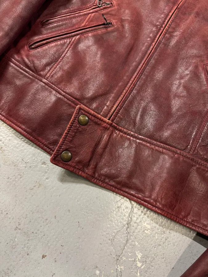 1990s Dolce & Gabbana Bordeaux Premium Leather Jacket - Image 8