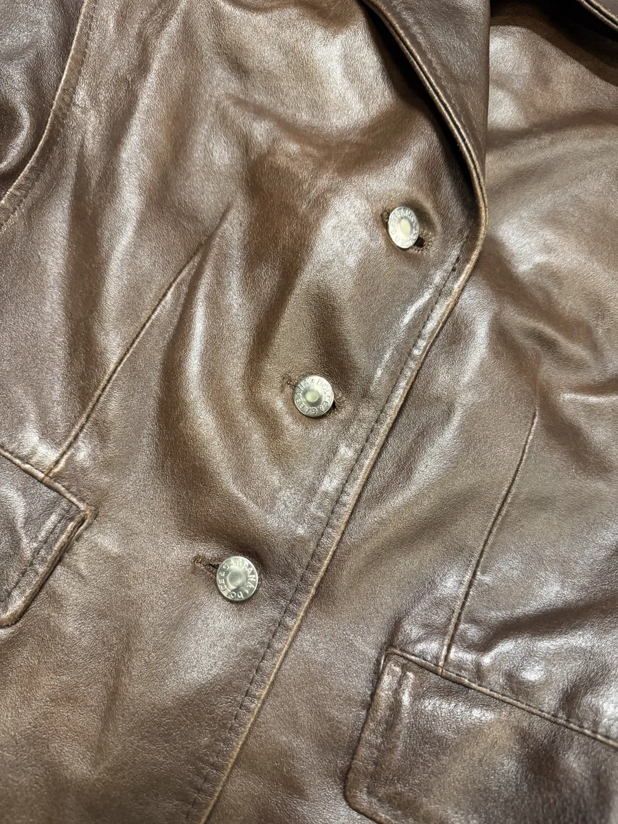 1990s Dolce & Gabbana Brown Leather Blazer Jacket - Image 3