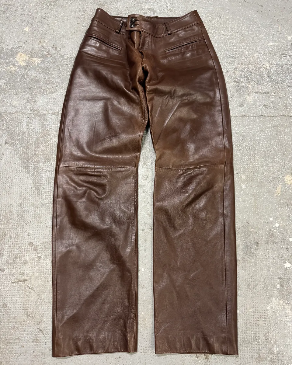 1990s Dolce & Gabbana Brown Leather Pant