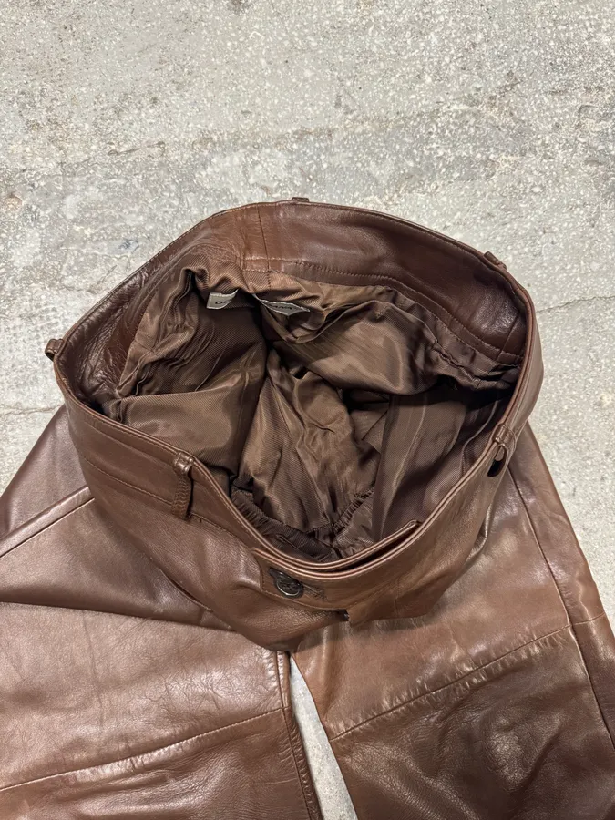 1990s Dolce & Gabbana Brown Leather Pant - Image 10