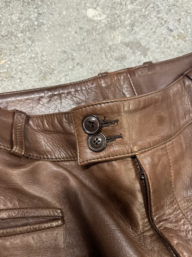 1990s Dolce & Gabbana Brown Leather Pant - Image 7