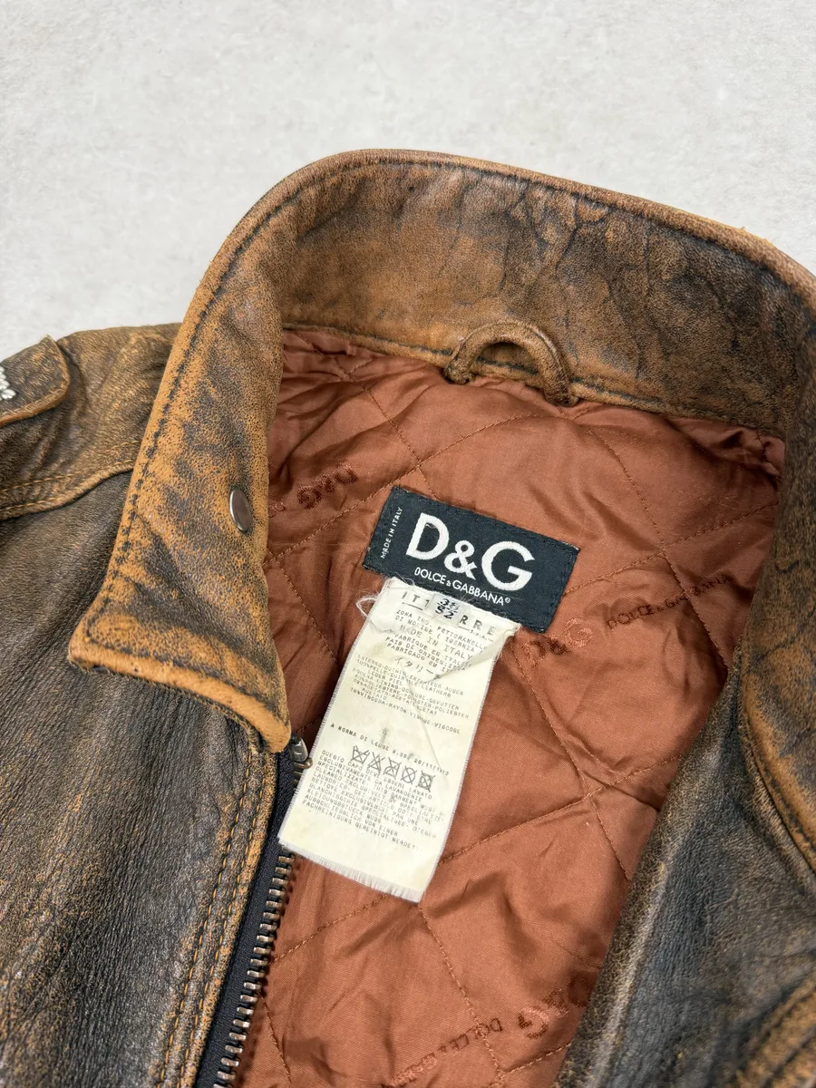1990s Dolce & Gabbana Brown Rodeo Texas Studded Leather Jacket - Image 11