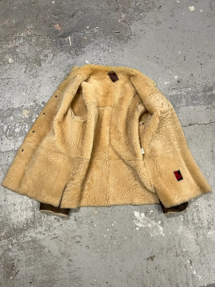 1990s Dolce & Gabbana Brown Shearling Leather Fur Jacket - Image 4