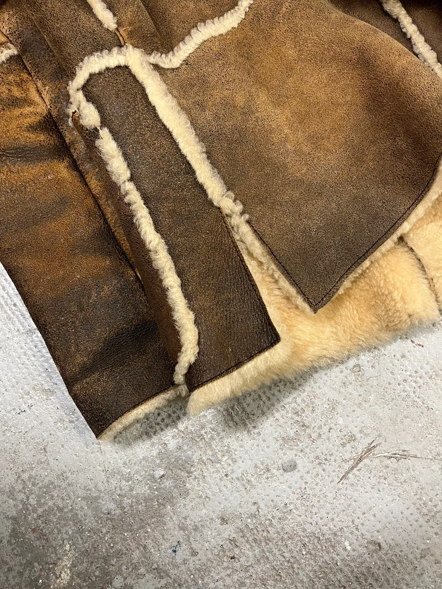 1990s Dolce & Gabbana Brown Shearling Leather Fur Jacket - Image 9