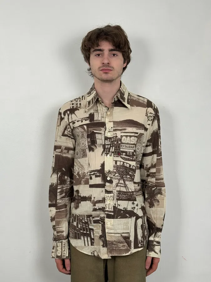 1990s Dolce & Gabbana Brown & White Photography Shirt - Image 2