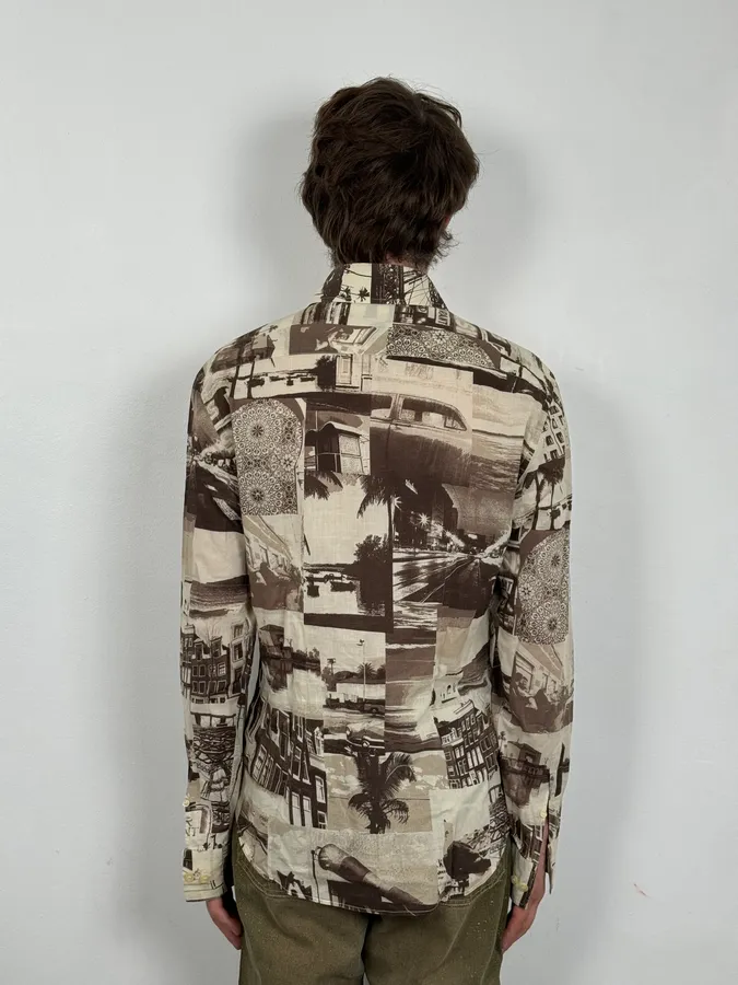 1990s Dolce & Gabbana Brown & White Photography Shirt - Image 3