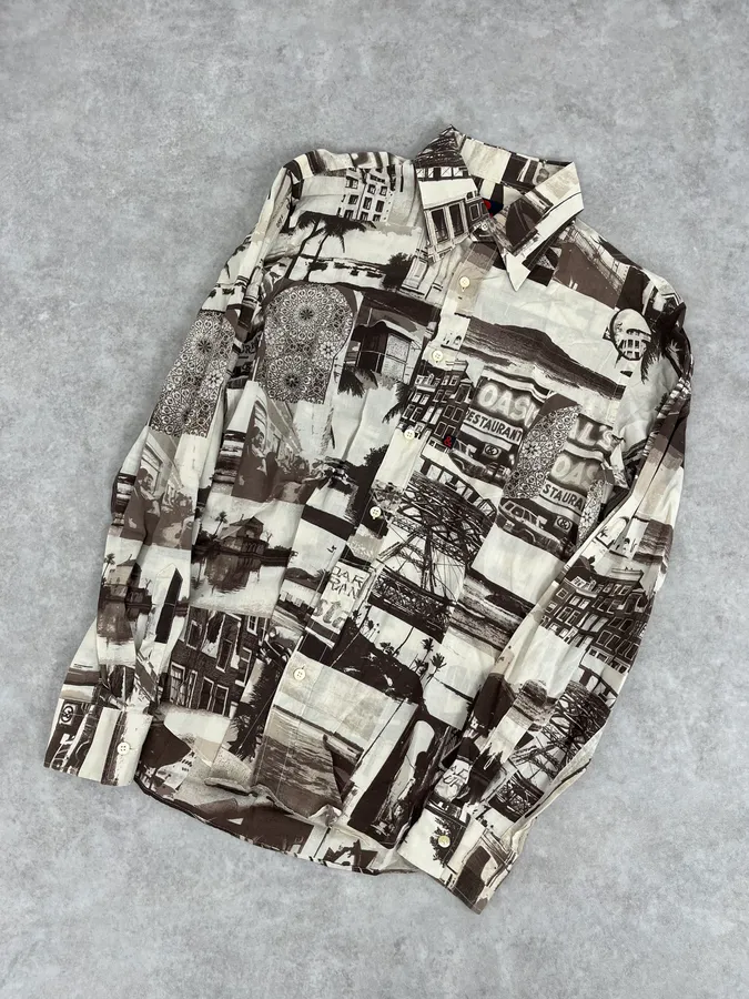 1990s Dolce & Gabbana Brown & White Photography Shirt - Image 4
