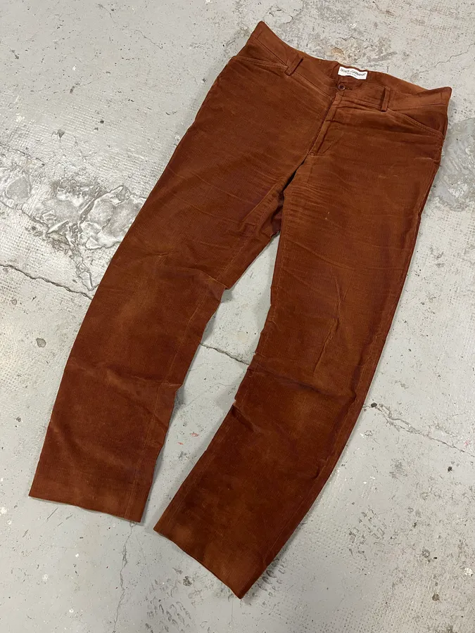 1990s Dolce & Gabbana Camel Velvet Pants - Image 3