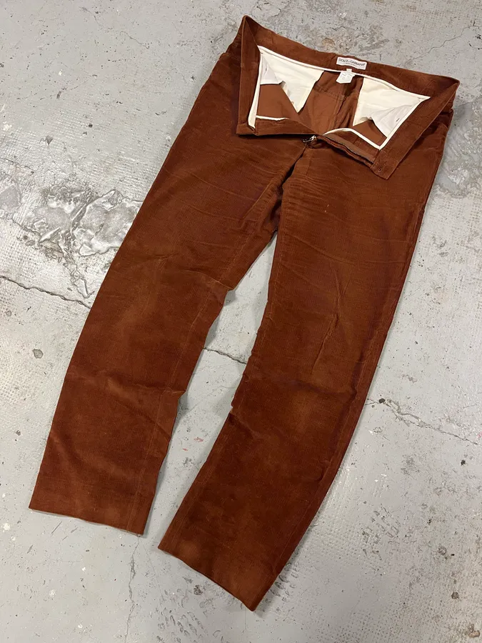1990s Dolce & Gabbana Camel Velvet Pants - Image 7