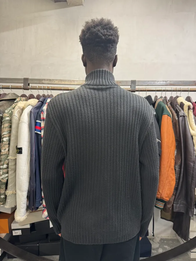 1990s Dolce & Gabbana Checkered Brown Wool Zip-up Sweater - Image 3