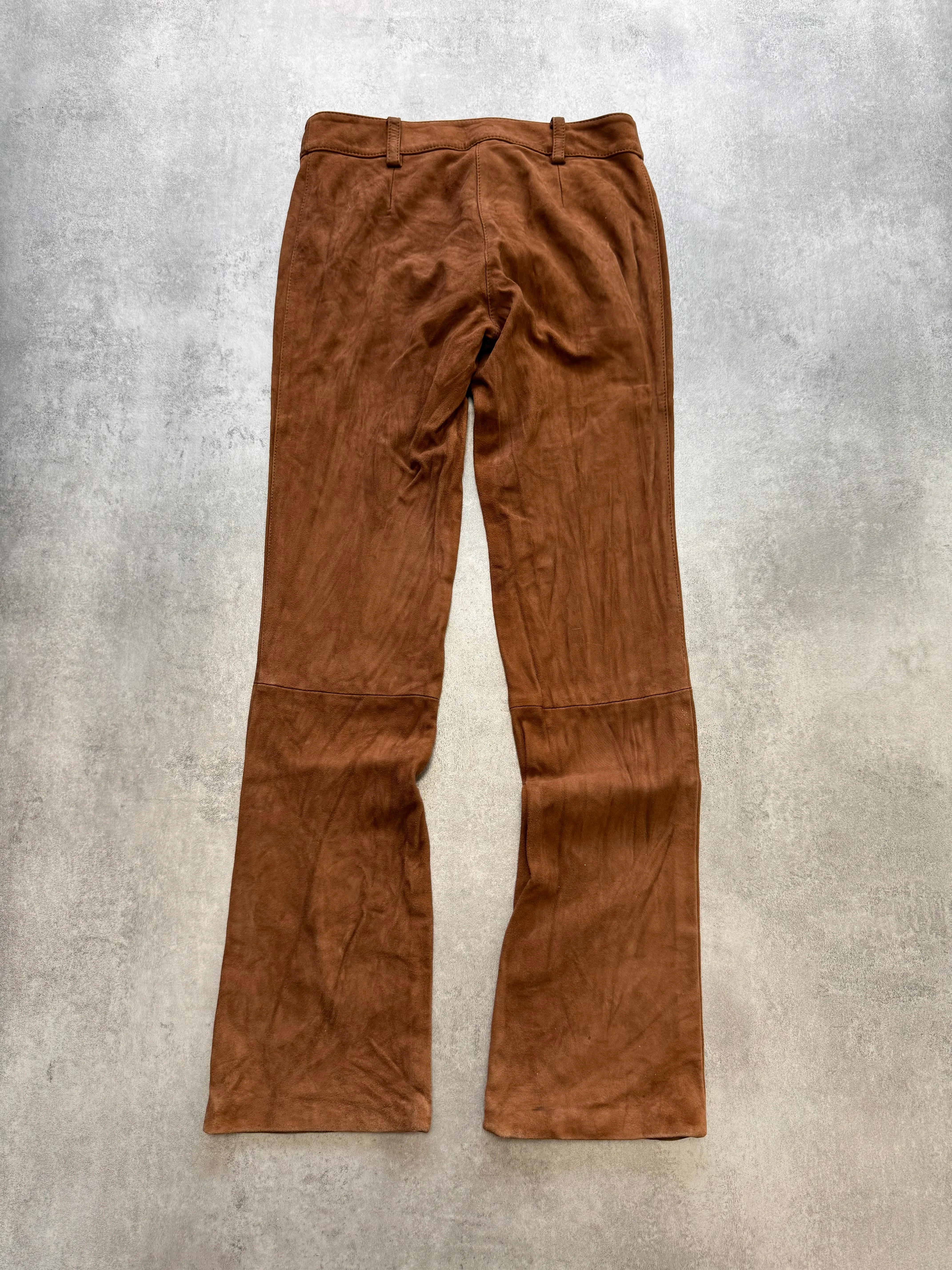1990s Dolce & Gabbana Clay Suede Biker Pants (XS) - Image 4