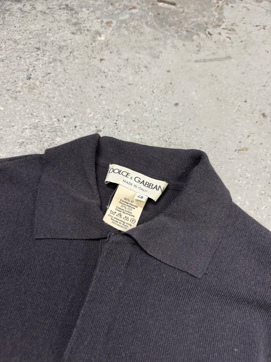 1990s Dolce & Gabbana Grey Longsleeves Polo - Image 5