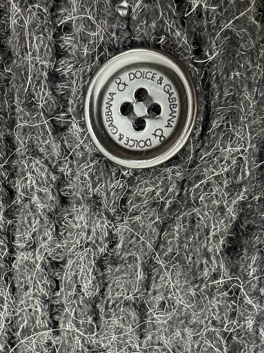 1990s Dolce & Gabbana Grey Wool Buttoned Sweater - Image 6