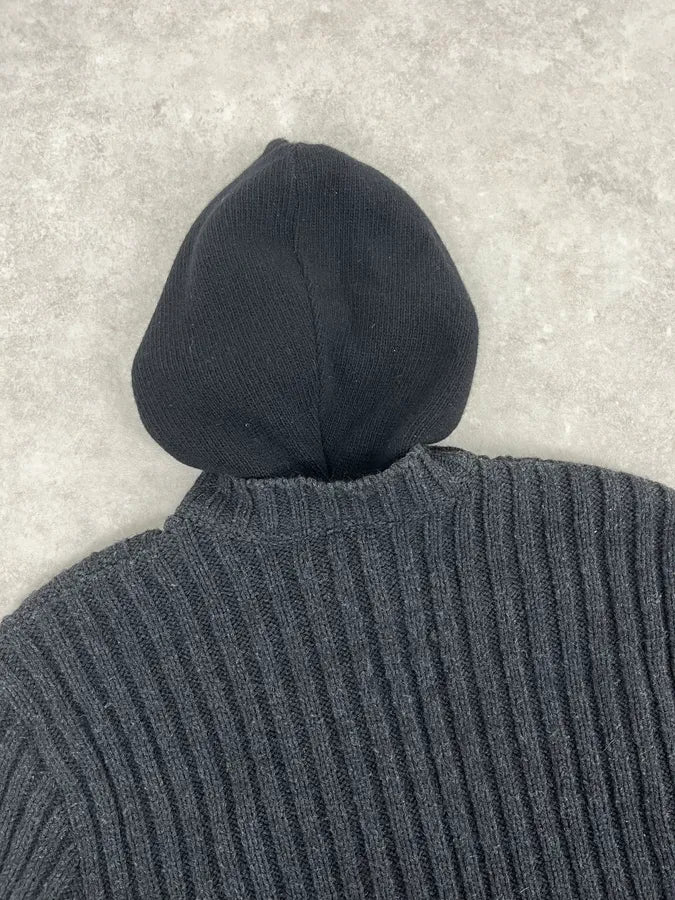 1990s Dolce & Gabbana Grey Wool Hooded Zip-up Sweater - Image 7