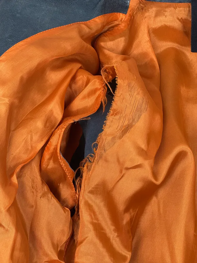 1990s Dolce & Gabbana Orange & Navy Cropped Leather Premium Jacket - Image 10