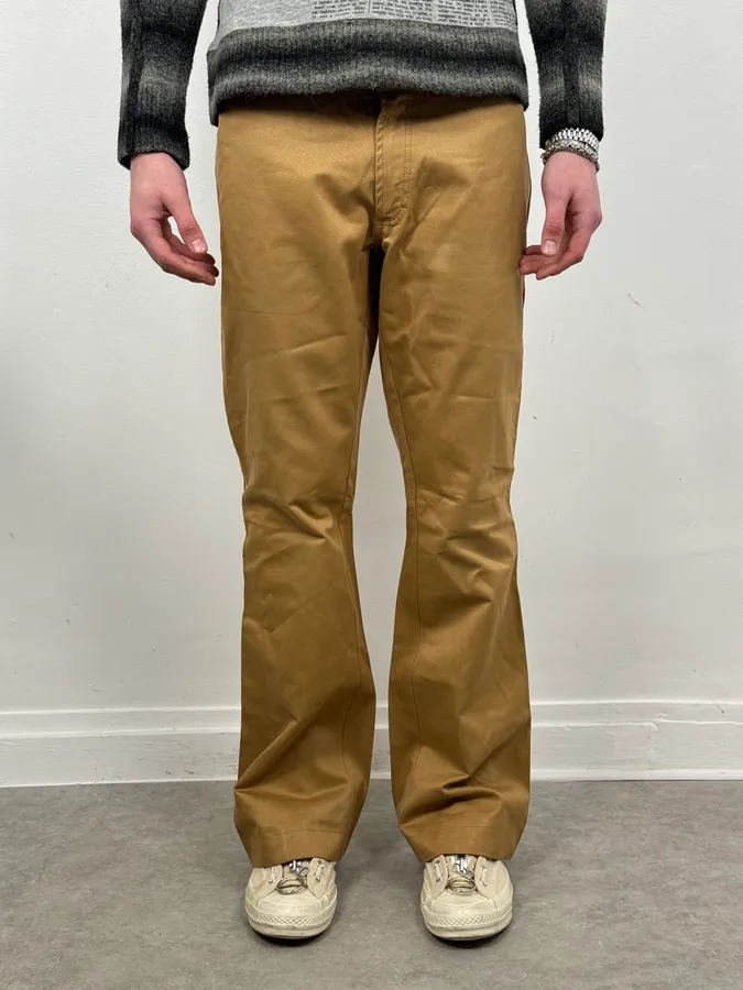 1990s Dsquared2 Beige & Red Lined Flared Pants - Image 3