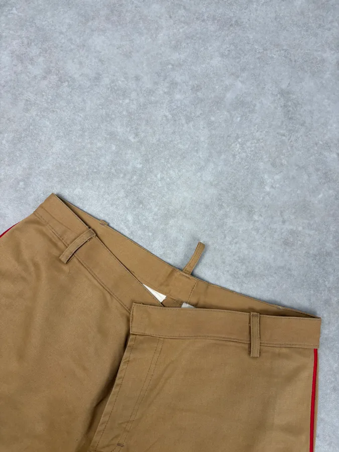 1990s Dsquared2 Beige & Red Lined Flared Pants - Image 6