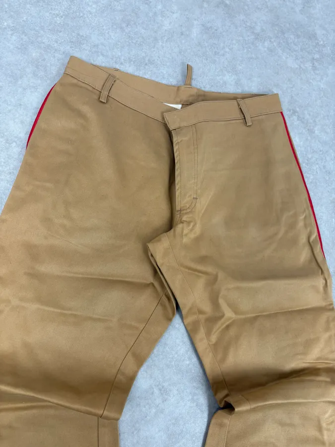 1990s Dsquared2 Beige & Red Lined Flared Pants - Image 7