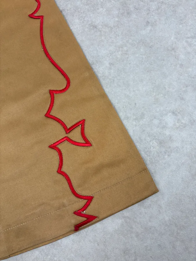 1990s Dsquared2 Beige & Red Lined Flared Pants - Image 8