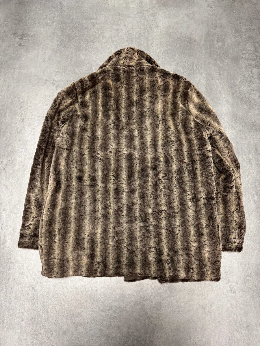 1990s Emporio Armani Beige Faux Fur Jacket - Image 3
