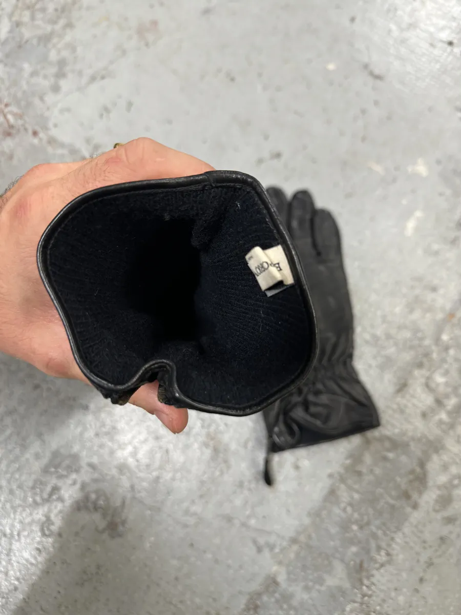 1990s Emporio Armani Biker Black Padded Reinforced Leather Gloves - Image 7