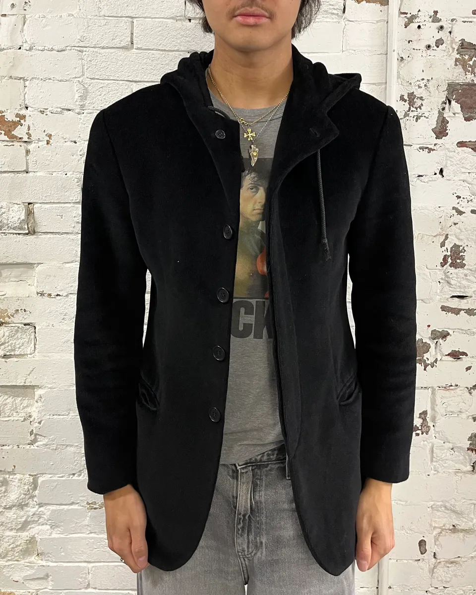 1990s Emporio Armani Black Hooded Blazer Jacket - Image 2