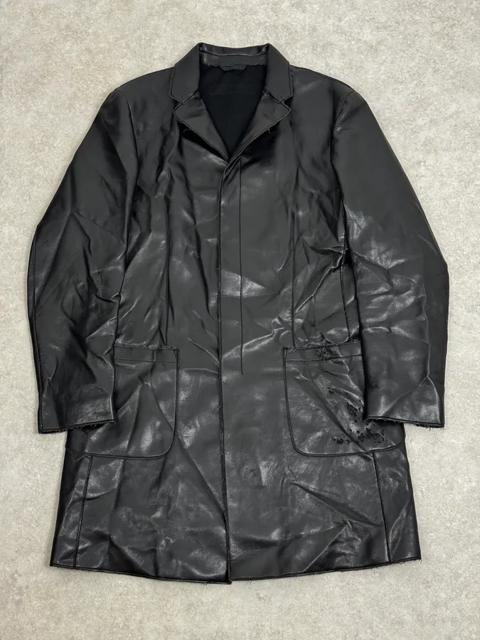 1990s Emporio Armani Black Long Classy Leather Jacket