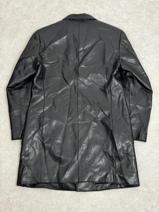 1990s Emporio Armani Black Long Classy Leather Jacket - Image 4