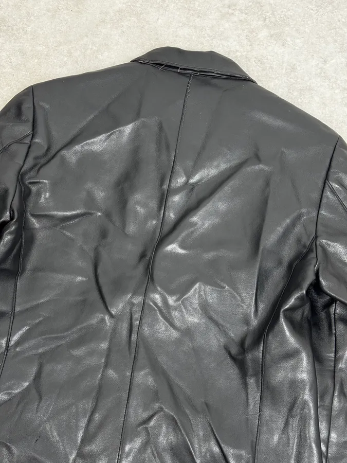 1990s Emporio Armani Black Long Classy Leather Jacket - Image 6