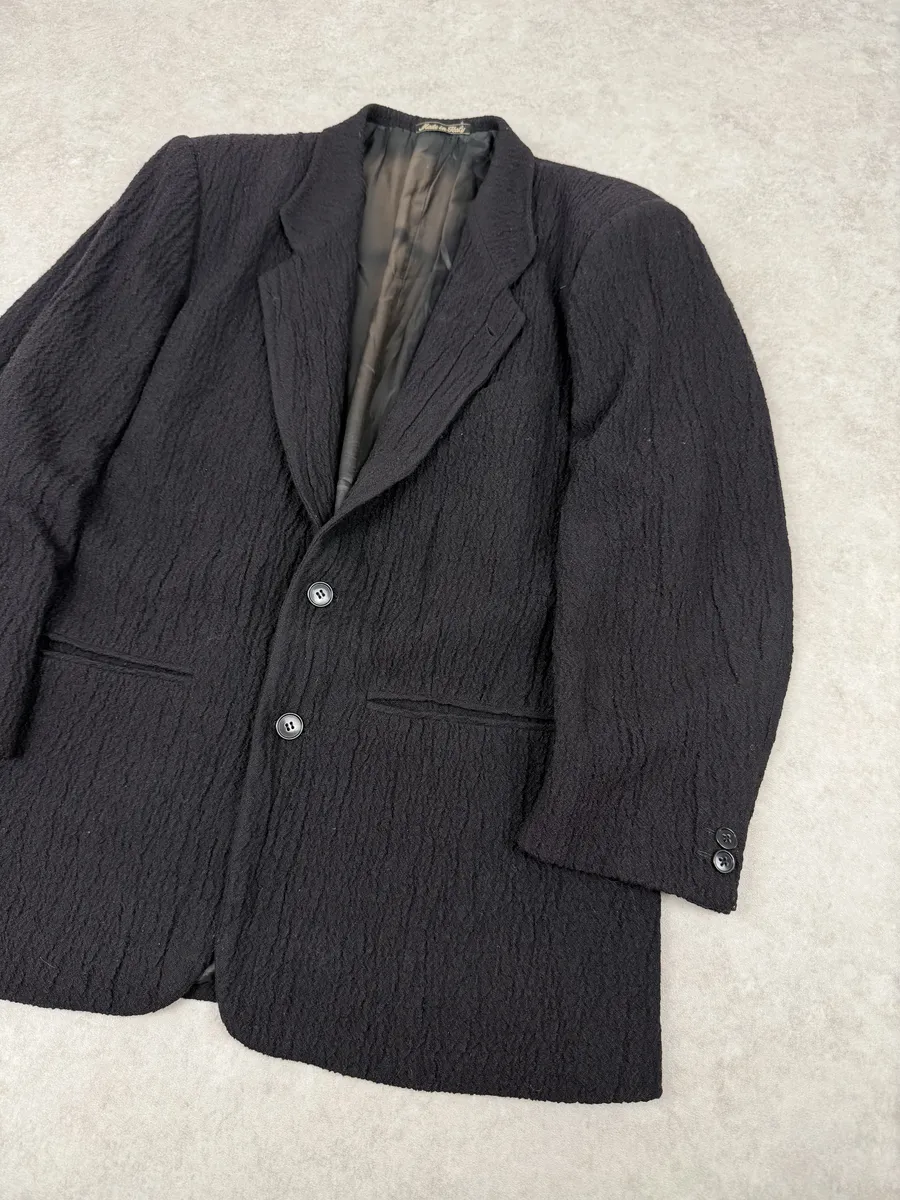 1990s Emporio Armani Black Pleats Blazer Jacket - Image 8