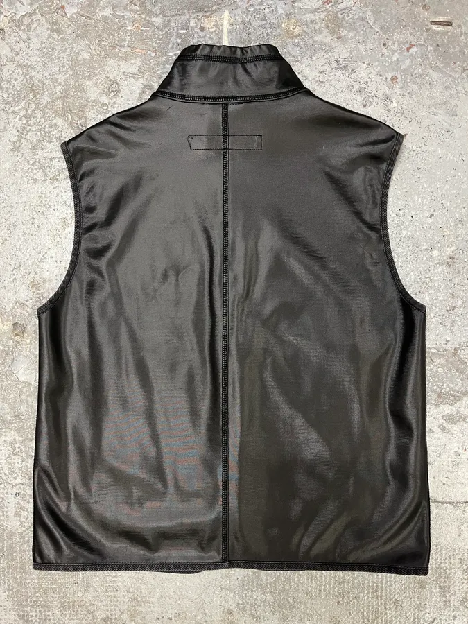 1990s Emporio Armani Black Waxed Vest - Image 6