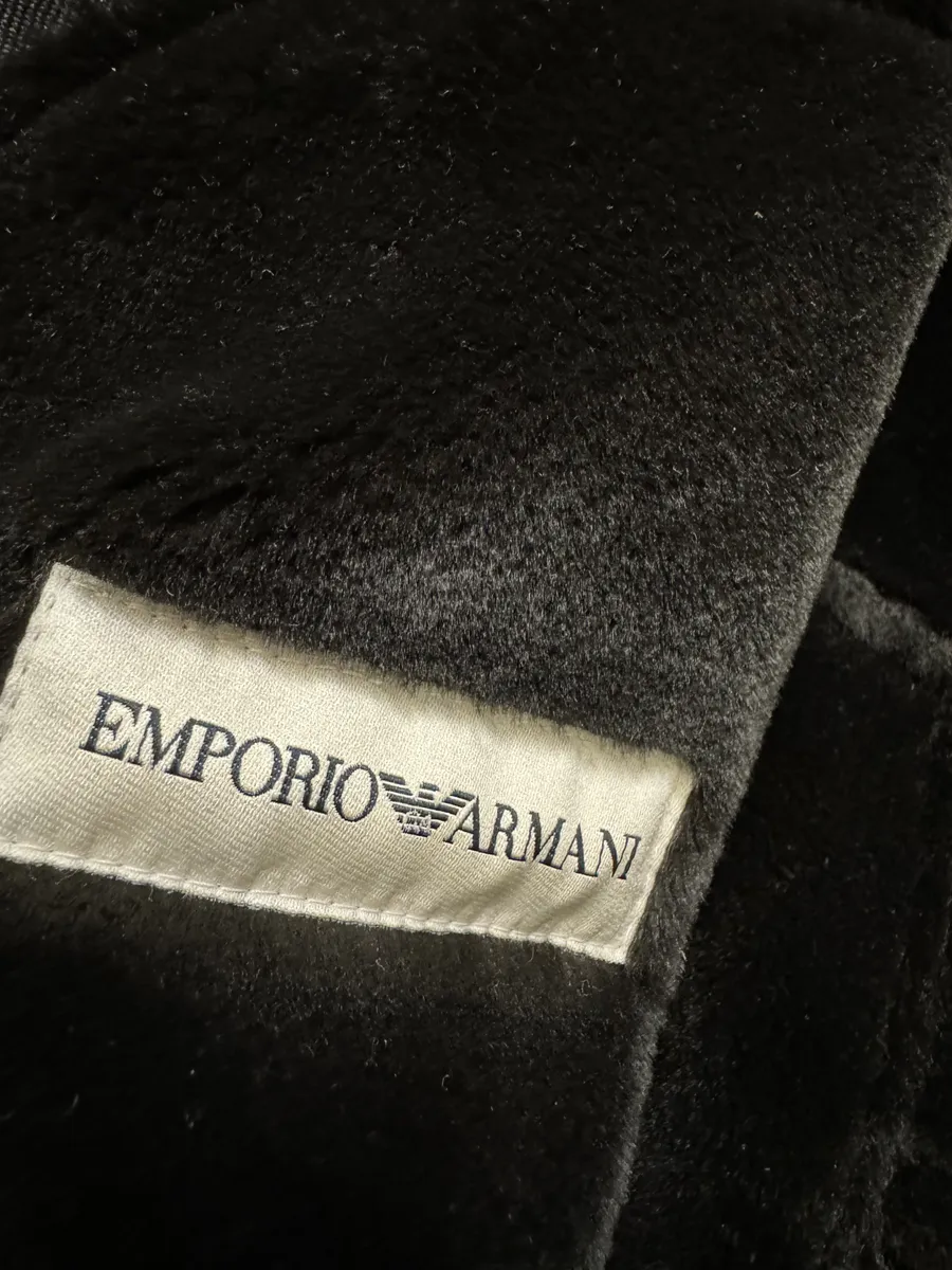 1990s Emporio Armani Brown Shearling Effect Hooded Jacket - Image 7