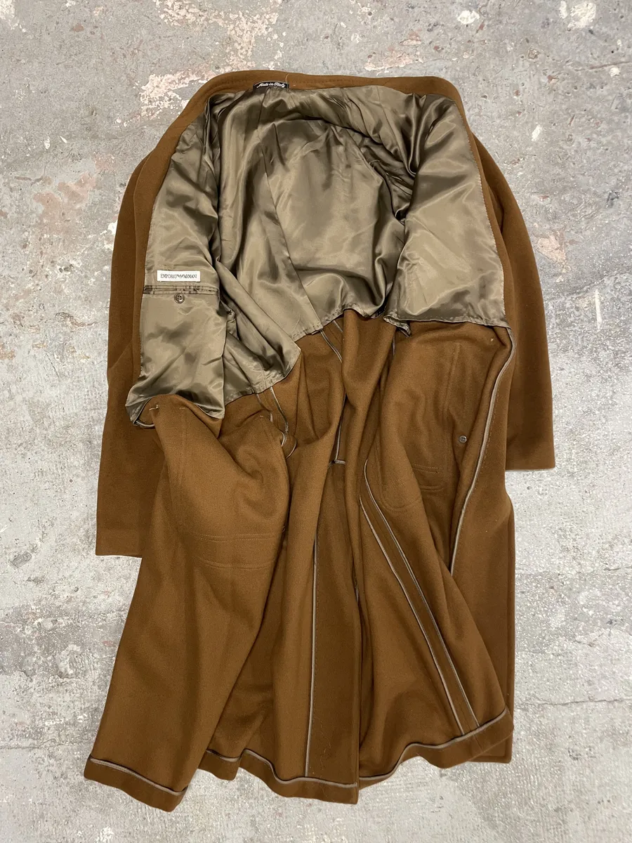 1990s Emporio Armani Camel Wool Trench Coat - Image 7
