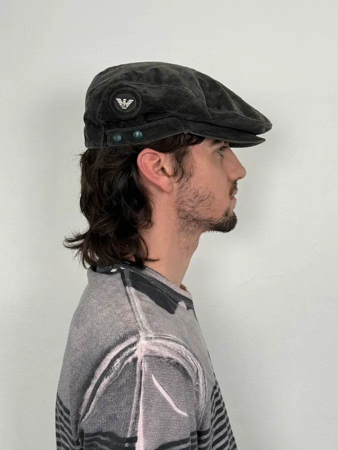 1990s Emporio Armani Classy Dark Frenchie Cap - Image 3
