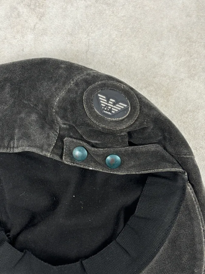 1990s Emporio Armani Classy Dark Frenchie Cap - Image 9