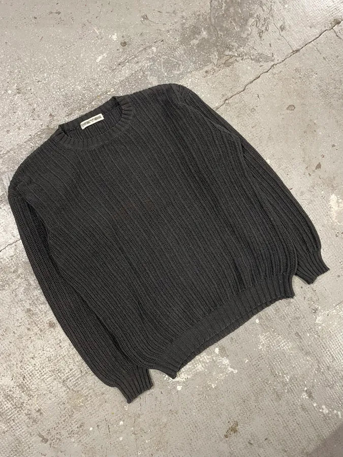 1990s Emporio Armani Dark Cotton Sweater - Image 4