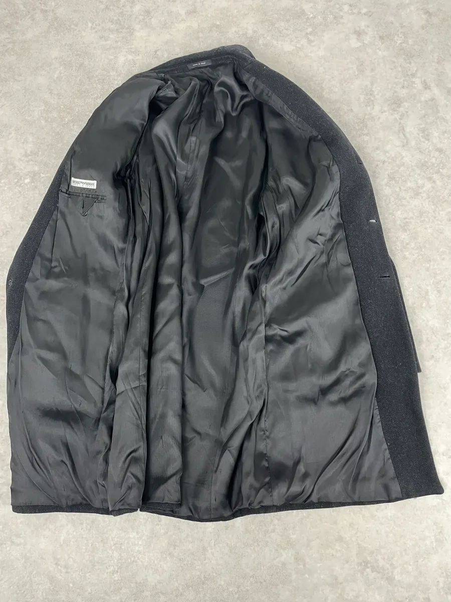 1990s Emporio Armani Dark Obscure Wool Long Coat - Image 10