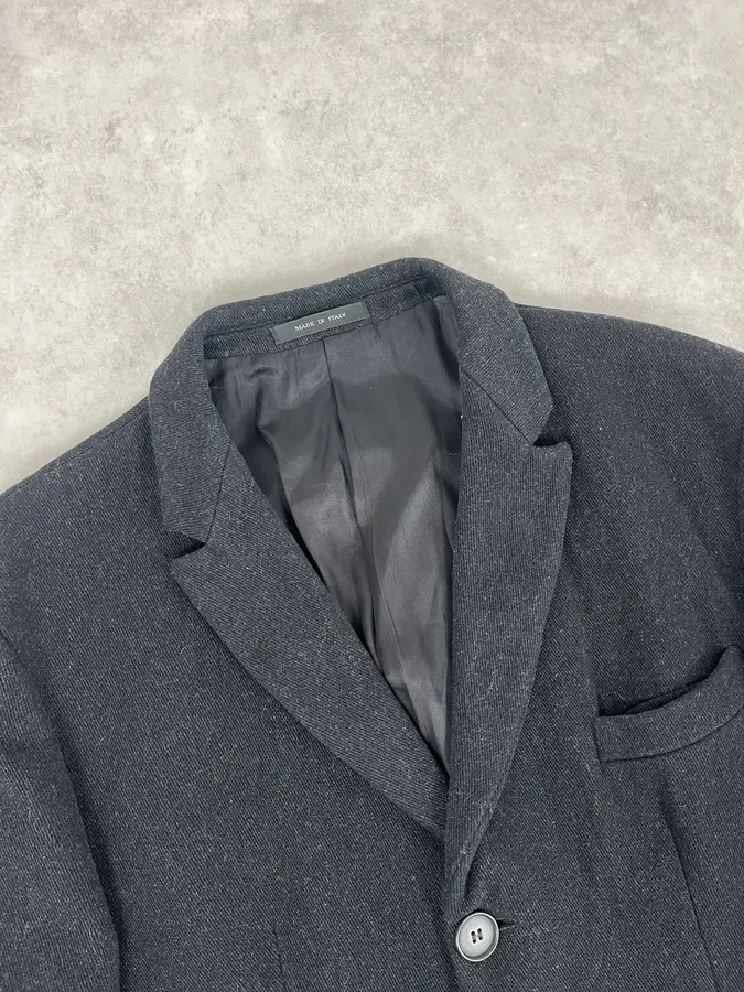 1990s Emporio Armani Dark Obscure Wool Long Coat - Image 5